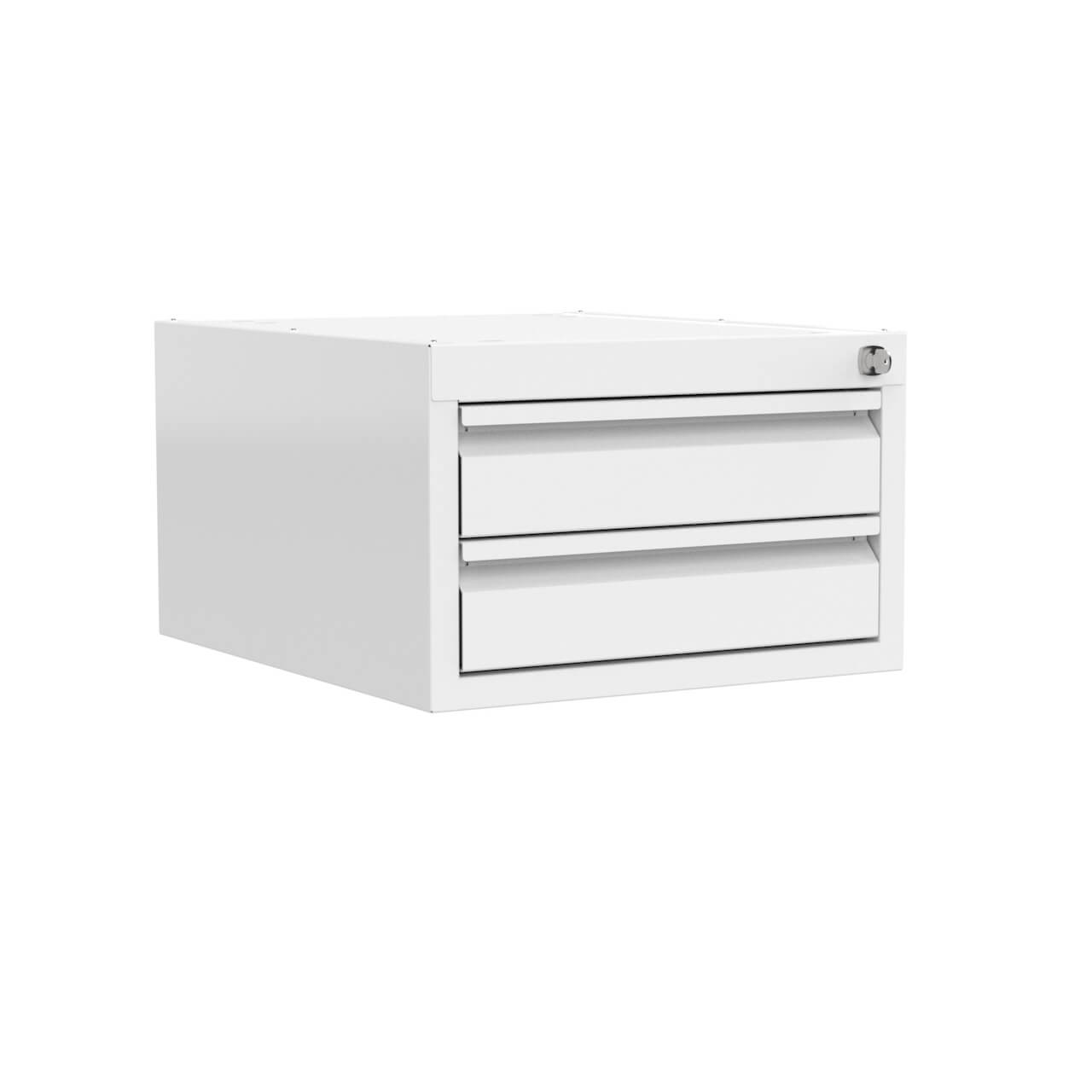 Metalowy blok szufladowy SDU-2 z dwiema szufladami w kolorze jasnoszarym