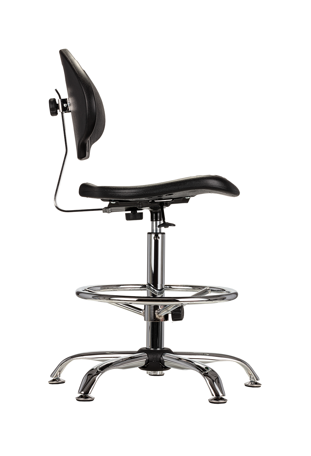 Wysokie krzesło poliuretanowe przy profesjonalnym stanowisku pakowania w magazynie